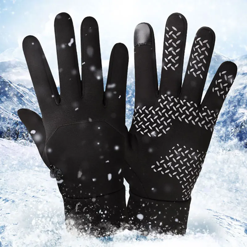 Унисекс полный палец перчатки Зимние перчатки с сенсорным экраном теплые Нескользящие уличные перчатки для вождения
