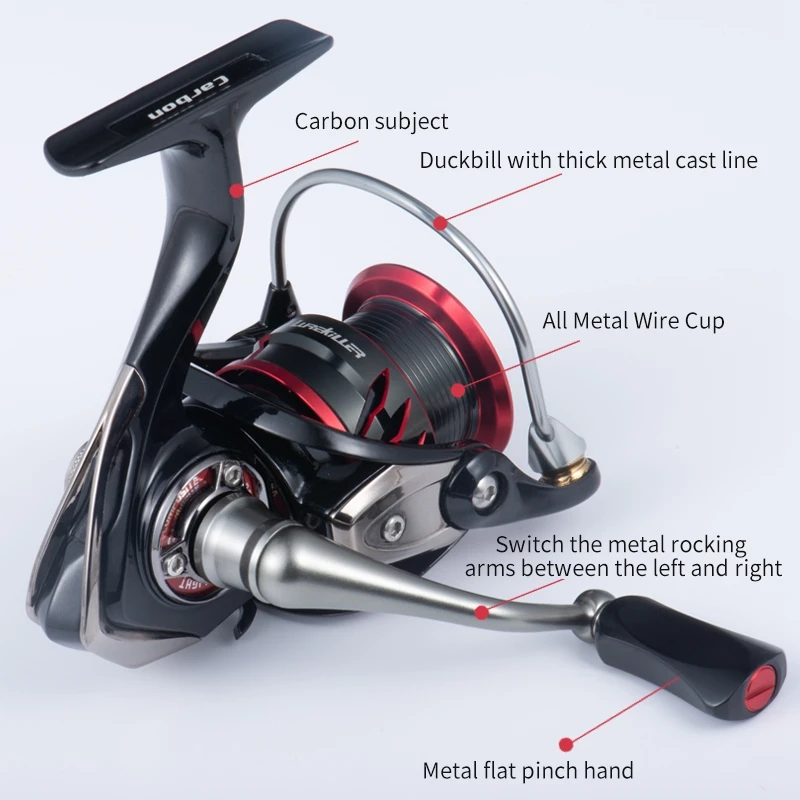 Lurekiller Flame KS2000-4000 Carbon Body Spinning Reel 8-12KGS Max Drag  Power Fishing Reel for Bass Pike Fishing