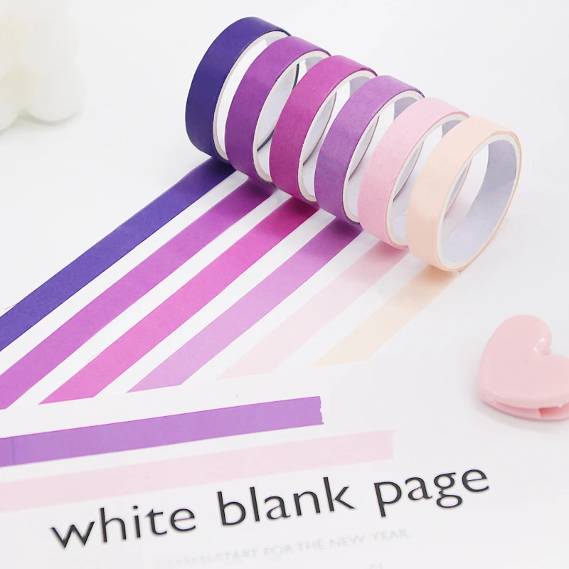 6pcs Washi Tape Student hand account tape rainbow and paper tape Korean candy color diy decorative sticker hand account tape set 2