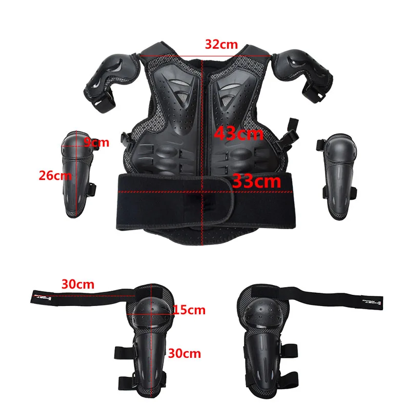 Black Youth Children Full Body Protect Armor Kids Motocross Off Road MTB DH MX Armour Jacket Vest Chest Spine Protection Gear