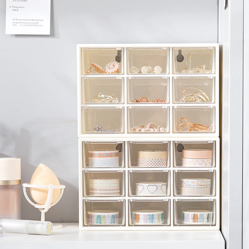 

HOOQICT 6/9 Grids Organizer Jewelry Box Make Up Organizer Storage Container Desk Organizer Stationery Plastic Transparent Box