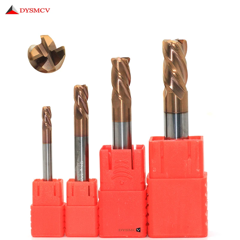 

1pc Tungsten steel Round Nose Cutter CNC Tool Alloy Coating Cutter 4 Blade End Mill Copper Cast Iron Processing Router Bit