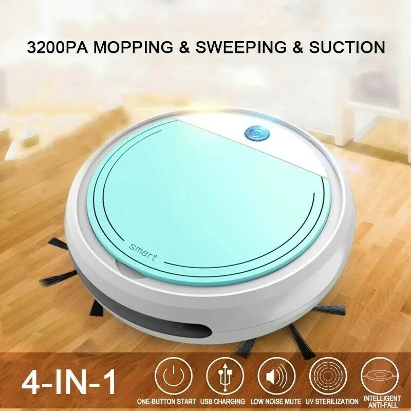 Top Sale Rechargeable Smart Vacuum Cleaners Robot 4 in 1 3200Pa USB Auto Smart Sweeping Dry Wet Mop UV Sterilizer Strong Suction