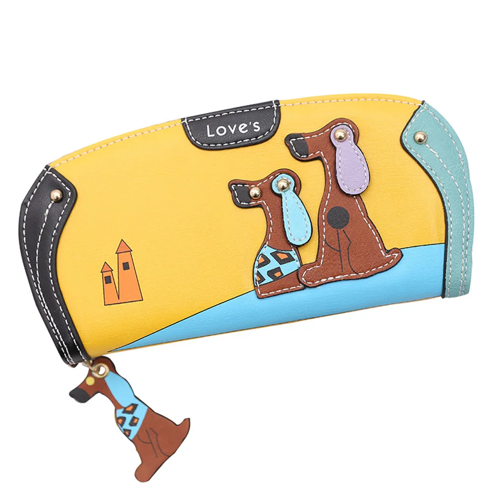 5# высокое качество, дизайн, мультяшная собака, Женский кошелек, сумка из искусственной кожи, модные кошельки, Женский Длинный дизайнерский кошелек