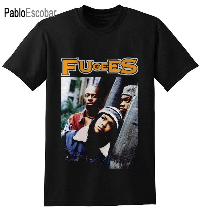 Винтажная черная футболка Fugees винтажная хлопковая с короткими рукавами и