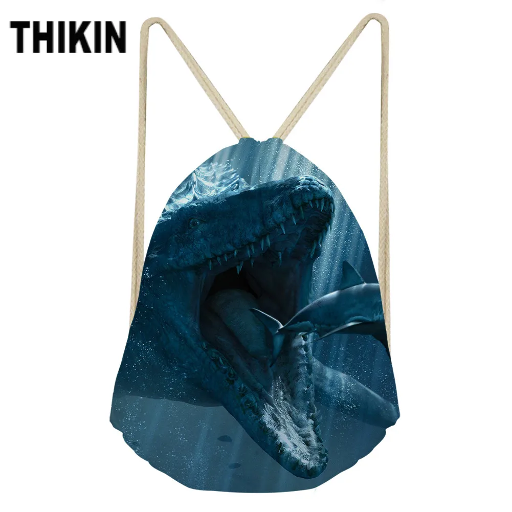 ThiKin 3D Mosasaurus Динозавр Печать Drawstring Сумка модные сумки на плечо Нижнее белье животные шаблон персонализированные высокой емкости