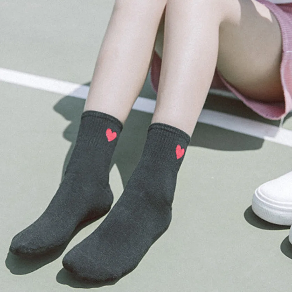 Kawaii/милые женские мягкие дышащие повседневные хлопковые носки до щиколотки с узором в виде сердечек Женские однотонные носки в горошек с узором в виде сердечек короткие носки