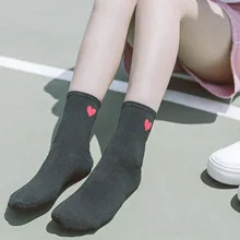 Kawaii/милые женские мягкие дышащие повседневные хлопковые носки до щиколотки с узором в виде сердечек Женские однотонные носки в горошек с узором в виде сердечек короткие носки