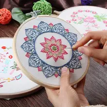 Diy impresso bordado placa de linha de pano bordado agulha desenho de alta definição sem aro de bordado