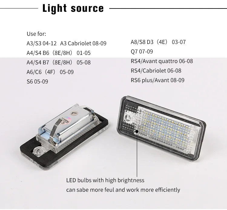 2 шт. Led номерной знак светильник белый 6000k 3W 18 SMD для Audi A4 A6 C6 A3 S3 S4 B6 B7 S6 A8 Q7 Rs4 Rs6 автомобильная светодиодная лампа(1 пара