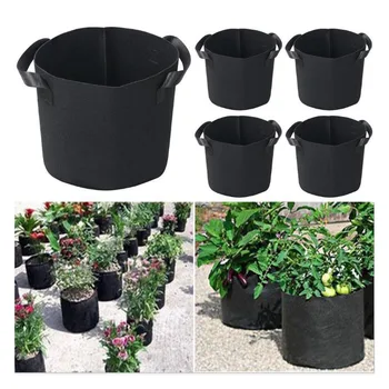 

5Pcs 3/4/5/7 Gallon Grow Bags Felt Grow Bag Gardening Fabric Grow Pot Vegetable Growing Planter Garden Flower Planting Pots