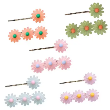 

2Pcs/Set Acrylic Hair Clip Candy Color Matte Daisy Bobby Pin Side Bangs Barrette