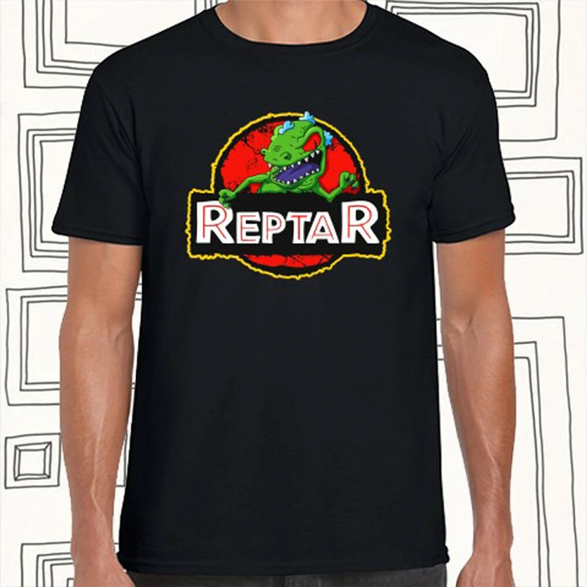 Reptar Raptor забавные Jurrassic логотип мужская комплект из черной кофты с длинным рукавом