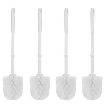 

White Soft Bristle Long Handle Eco Plastic Toilet Brush Cleaner (4 Pack)