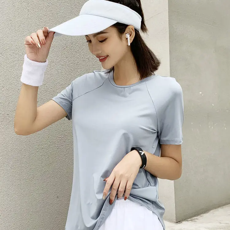 Women Sport T-shirt Quick Drying Mesh Sweat Wicking Short Sleeve Loose Slim Bodybuilding Fitness Gym Clothing