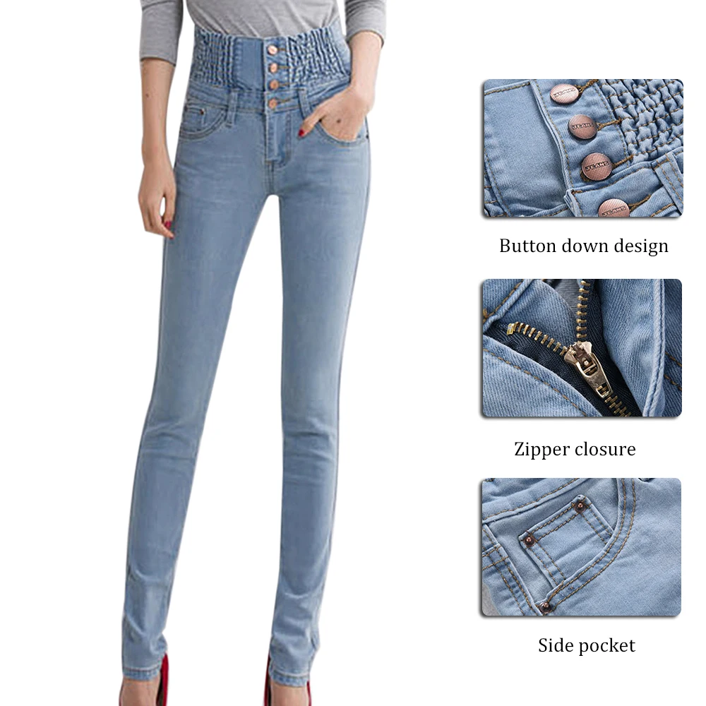 Осень зима женские теплые джинсы повседневные с высокой талией обтягивающие брюки карандаш с флисовой подкладкой брюки с эластичным поясом и пуговицами женские джинсы