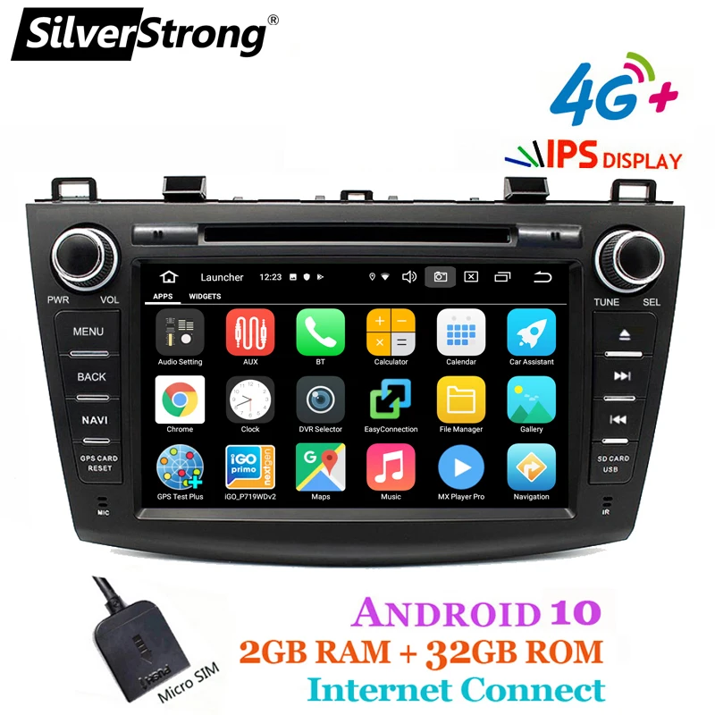 SilverStrong 4G модем Android 10 0 автомобильный DVD для Mazda 3 Axela SIM Автомобильный