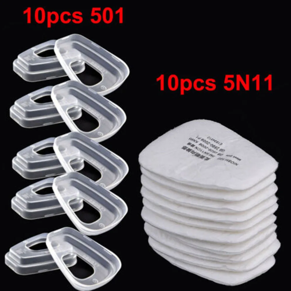 10x MC5N11 фильтр хлопок+ 10x MC501 крышка контейнера для противогаз 6100 6200 6800 10*501 контейнеры фильтр 10*5N11 N95 частности