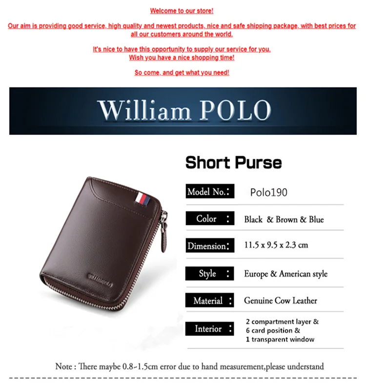 WILLIAMPOLO, роскошный бренд, высокое качество, натуральная кожа, мужской кошелек, Деловой, Повседневный, мужской кошелек, на молнии, с карманом для монет, кошелек, для мужчин, s, для карт, фиолетовый