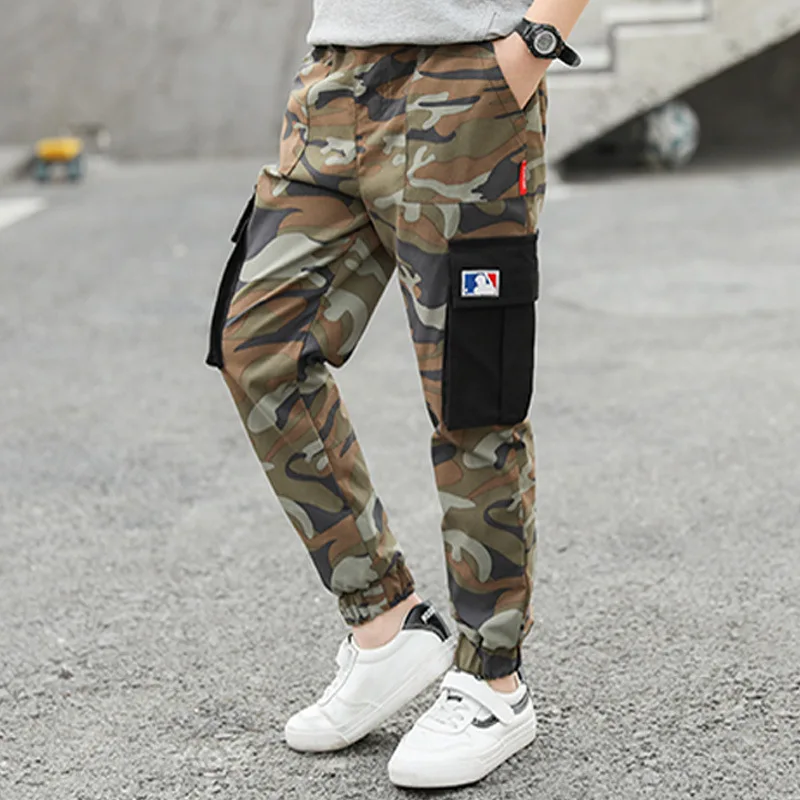 Камуфляжные штаны для мальчиков детская спортивная одежда с несколькими карманами для подростков штаны для тренировок, путешествие на выживание От 4 до 10 лет