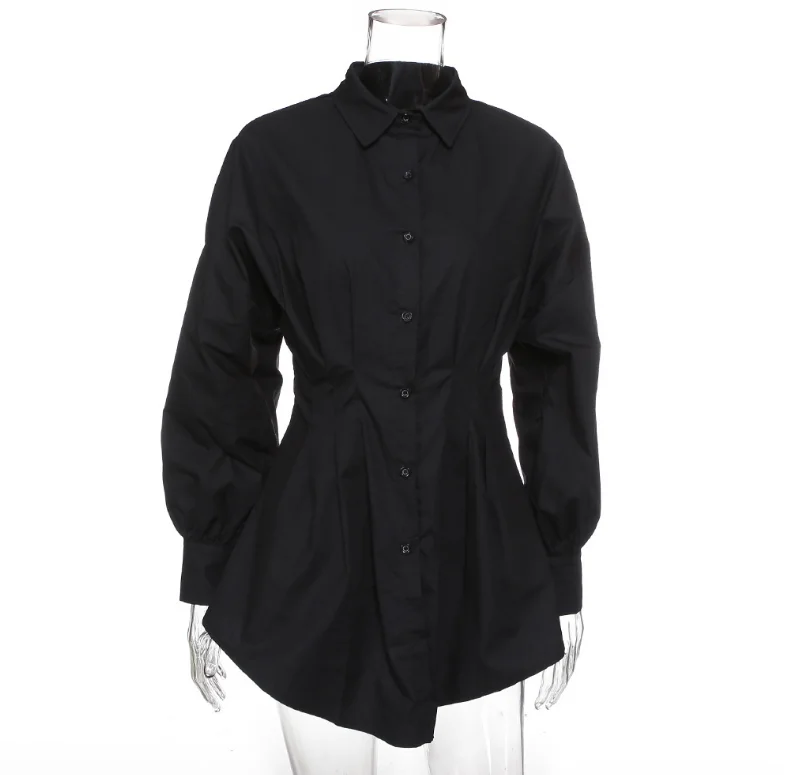 Женские блузки с глубоким v-образным вырезом и пышными рукавами, белые и черные топы, офисные женские рубашки с длинными рукавами, осенняя одежда, Vestidos, большие размеры s-xl