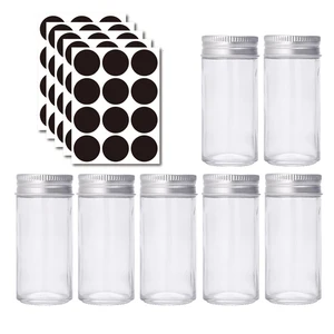 Glass Spice Jars Container with Labels Stickers Seasoning Bottle BBQ Cooking Pepper Salt Shaker Storage Bottles