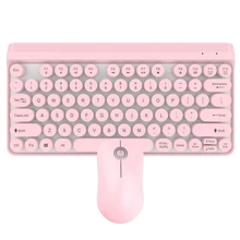 L100 2,4G тонкий оптический беспроводной клавиатура и мышь Мини мультимедийная клавиатура мышь комбо набор для ПК ноутбук(розовый