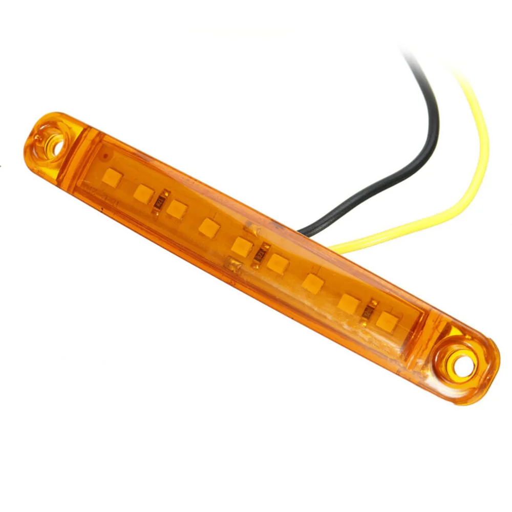 6x 9LED желтый боковой габаритный светильник, Световой индикатор для автомобиля, грузовика, прицепа