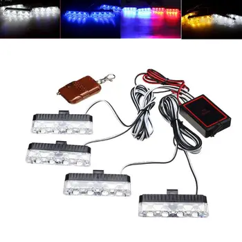 

Red Blue Yellow White Auto car Front Grille Emergency Flash Warning light LED Strobe Light 3 Mode for Police Firefighter YHQ