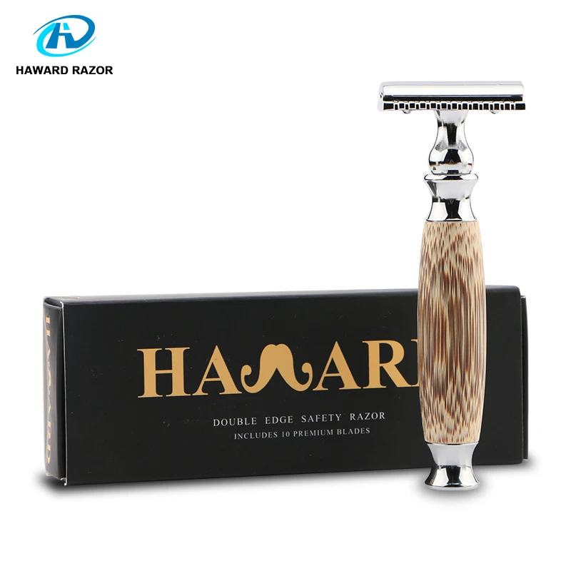 HAWARD New High Quality Natural Bamboo Handle Men s Double edged Safety Razor More comfortable and 3