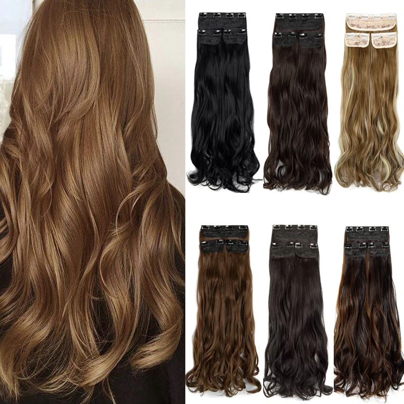 

3pcs Set 18'' 24''Hair Extensions Full Head Clip In Extensions for Women Thick Natural Hair Extensions Silky Straight Curly
