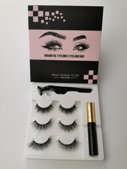 

magnetic eyelash Eyelash Magnetic Liquid Eyeliner&Magnetic False Eyelashes&Tweezer Set Waterproof Long Lasting Eyelash Extension
