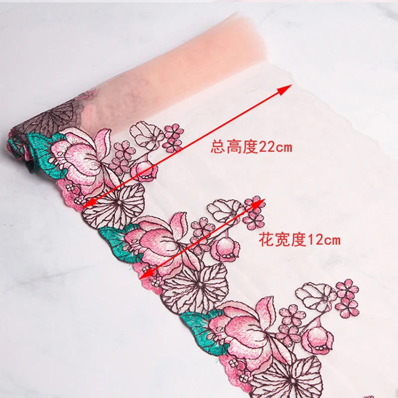 1 ярд розовый кружева шитье DIY Вышивка цветочные аксессуары для одежды кружевная ткань полиэстер для женщин девочек сетчатый кружевной материал
