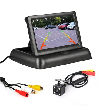 

Foldable Monitor Display 4.3 inch TFT LCD Car Monitor AV Input Display Screen Reverse Camera Parking System Rearview Monitors