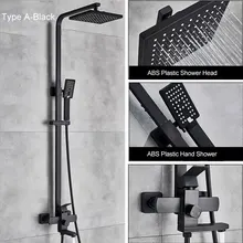 Chrome Polished Shower Set ABS Shower Head and Hand Shower Black Faucet Type Shape Shower System Hot Cold Mixer Bath Faucet