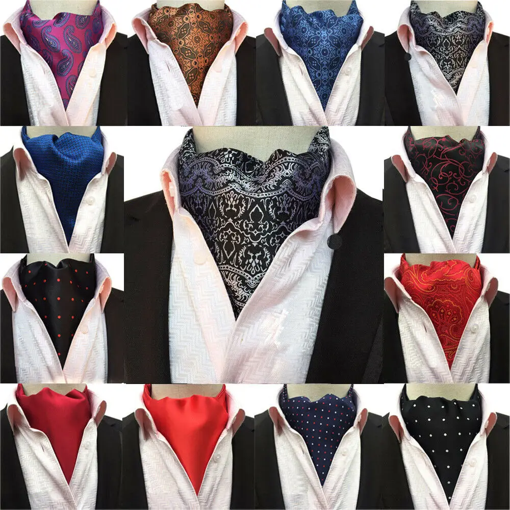 Mens Cravat Polka Dots Paisley Scarves Ascot Party Wedding Business Neckties