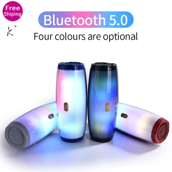 

TG165 Portable Bluetooth Speaker Stereo Leather Column 5 Flash Style LED Subwoofer Wireless Outdoor Music Box FM Radio TF Card