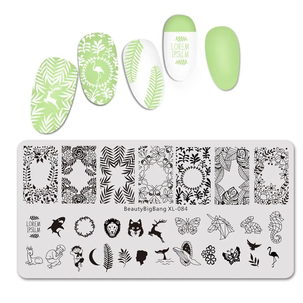 

BEAUTYBIGBANG 6*12cm Stamping Plate Nature Leaves Plants Design Image Template Nail Stencil Templates Nail Mold Stencil For Nail