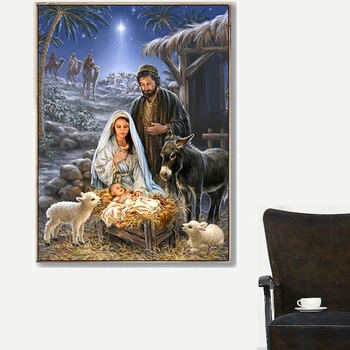 

Full Square Drill Diamond Embroidery Religious 5D DIY Diamond Painting Cross Stitch Kit Mosaic Picture of Rhinestones Decor Gift