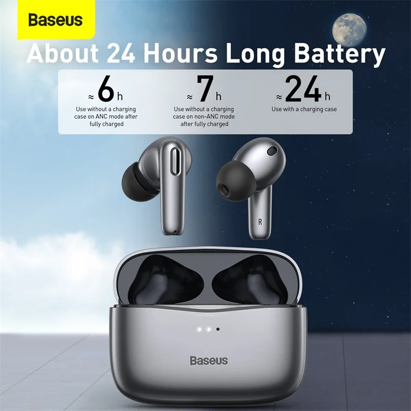 Baseus-bluetooth  5.0ワイヤレスヘッドセット,ヘッドセット,アクティブノイズキャンセリング,有線イヤホン,hi-fiオーディオ,タッチコントロール,s2 tws anc