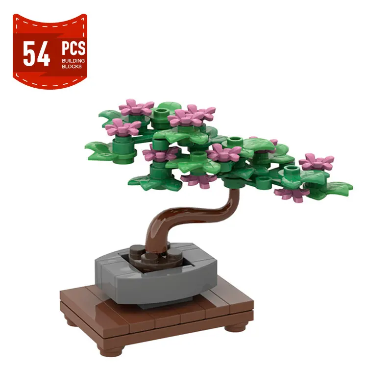 New Bonsai Tree Green Bush Flower Grass Plant Model Building Blocks Mini Plant Home Garden Bricks Assembly Toys for Children 3