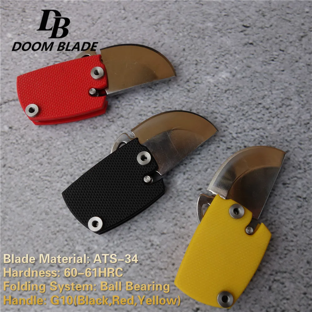 

2.7" 60-61HRC Knives Dog Tag Mini Folding Knives ATS-34 Blade G10 Handle Camping Outdoor Knife Tactical Survival Knifes Hunting
