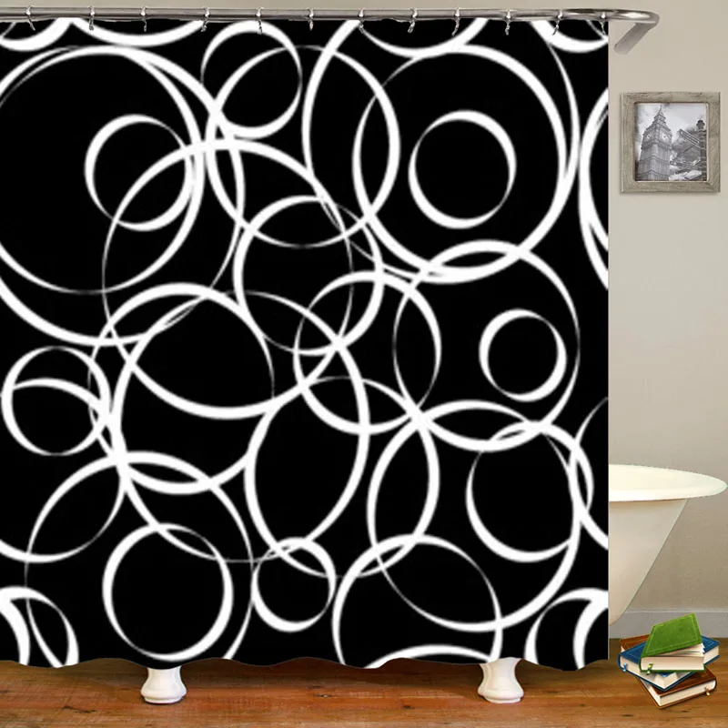Модная черно-белая мозаичная монохромная занавеска для ванной комнаты для душа абстрактная художественная Пиксельная Толстая Тяжелая завеса для ванной s простая круглая Геометрическая - Цвет: B