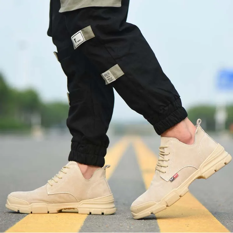 Мужские защитные ботинки летние дышащие безопасные рабочие со стальным носком с