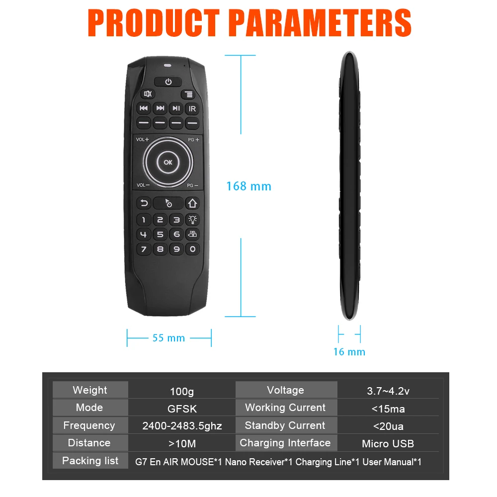 G7, английская, русская, с подсветкой, Fly Air mouse, гироскоп, ИК-обучение, Беспроводная мини-клавиатура, 2,4G, пульт дистанционного управления для Android tv BOX