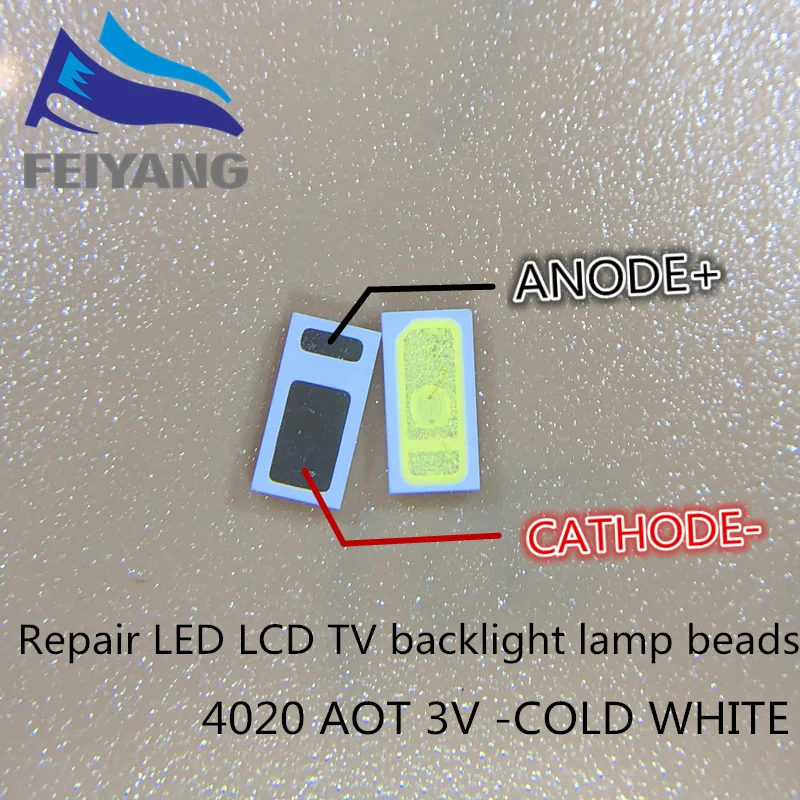 200pcs AOT LED Backlight 0.5W 3V 4020 48LM Cool white LCD for TV Application 4020C-W3C4 EVERLIGHT | Электронные компоненты и