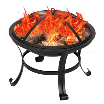 

Campfire Pit 22" Curved Feet Iron Brazier Wood Burning Fire Pit Decoration for Farmyard Backyard Picnic Poolside Patio Heater