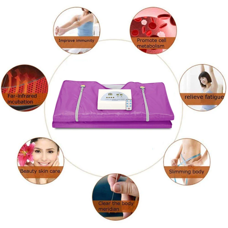 Body Shaper Weight Loss Far Infrared Sauna Blanket 2 Zone Controller Professional Detox Therapy Anti Ageing Beauty Machine Throw