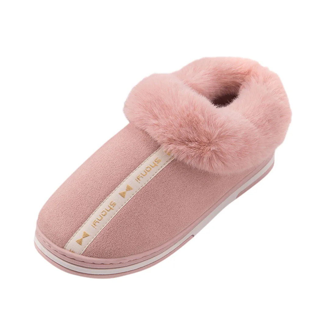 Women Large Size Casual Home Plus Velvet Warm Shoes Comfortable Cotton Slippers