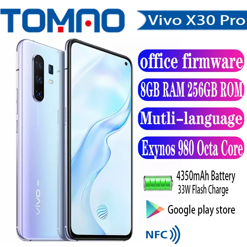 Vivo X30 Pro 5G SmartPhone 8GB RAM 128GB 256GB ROM Exynos 980 4350mAh 33W Fast Charge 64MP 4 Rear Cameras 60x Zoom mobile phone 8gb ddr4